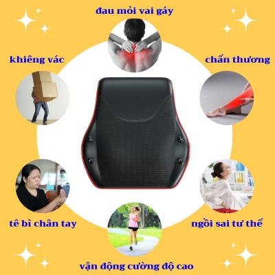 Gối Massage Cổ Vai Gáy Cao Cấp Thế Hệ Mới, Máy Massage Hồng Ngoại 20 bi Đa Chức Năng, Giảm Nhức Mỏi Toàn Thân Hiệu Quả