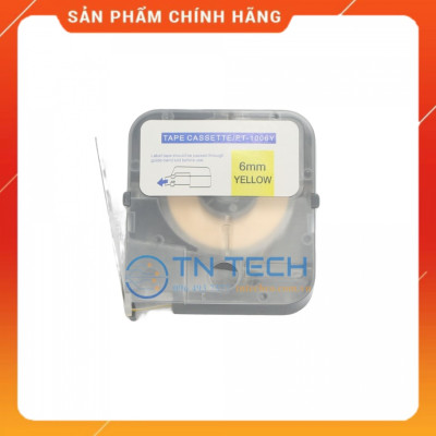 Nhãn in PUTY PT-1006Y - Chữ đen nền vàng 6MM x 8M - Dùng cho máy in ống PUTY PT-1010 [Hàng nhập khẩu]