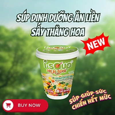 Súp Nấm Tuyết Tóc Tiên Ăn Liền ISOUP HUUPS Hũ 14G - Súp Ăn Liền Sấy Thăng Hoa
