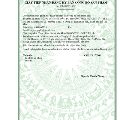 Viên Uống Bồi Bổ Cơ Thể Kogivital Gold LH (hộp 12 vỉ*5 viên nang)