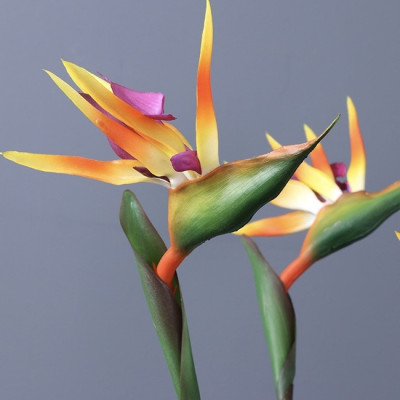 Hoa thiên điểu giả như thật cắm bình 80cm ship HOẢ TỐC HCM chuối mỏ két cao su vàng cam trang trí nhà