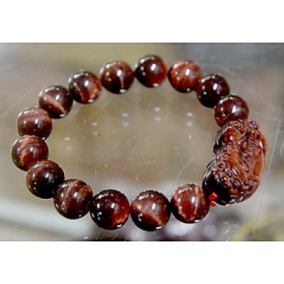 Vòng tay chuỗi đá phong thủy mắt hổ đỏ tỳ hưu