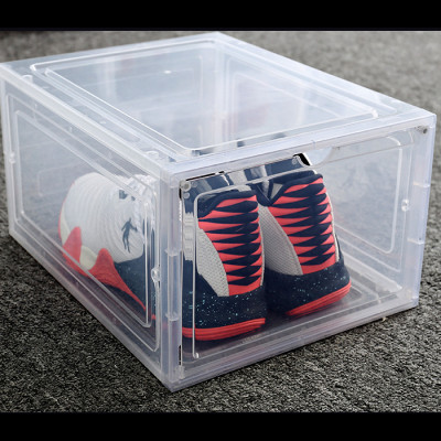 COMBO 2 HỘP ĐỰNG GIÀY CAO CẤP SNEAKER THỂ THAO NHỰA CỨNG NẮP TRONG SUỐT CỬA TÍCH HỢP NAM CHÂM HÍT VÀ CỬA GÀI (MÀU ĐEN/ MÀU TRẮNG TRONG)