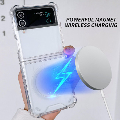 Ốp lưng chống sốc trong suốt hỗ trợ sạc Maqsafe cho Samsung Galaxy Z Flip 4 hiệu Likgus Maqsafe Magetic Case siêu mỏng 1.5mm, độ trong tuyệt đối, chống trầy xước, chống ố vàng, tản nhiệt tốt - hàng nhập khẩu