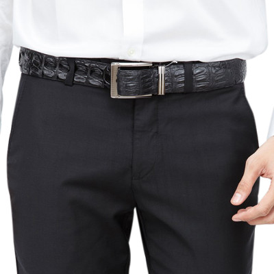 Thắt Lưng Nam Da Cá Sấu Gai Lưng Đầu Kim Bản Lớn Huy Hoàng HT4709 - Đen