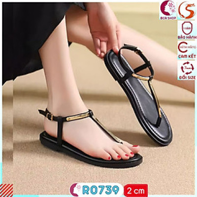 [TRẺ TRUNG - SANG TRỌNG] Thiết Kế Tối Giản Khoe Trọn Nét Đẹp Bàn Chân RO739 ROSATA Cao 2P, Quai Mảnh Có Đính Kim Loại