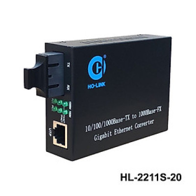 Bộ chuyển đổi quang điện Ho-Link HL-2211S-20 | 2 sợi quang 10/100/1000MB - Hàng Chính hãng