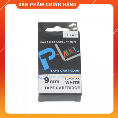 Nhãn in CASIO PT-9WE - Chữ đen nền trắng 9MM x 8M - Dùng cho máy in nhãn CASIO [Hàng nhập khẩu]