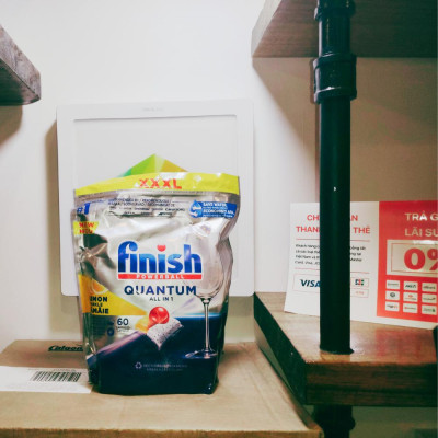 [HCM Hỏa Tốc] Túi 60 viên rửa chén Finish Quantum All in 1 (Tất cả trong 1 viên công thức mới sx 2023)