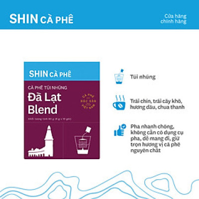 Cà phê Đà Lạt Blend - SHIN Cà Phê - Túi Nhúng tiện lợi - Hộp 10 gói