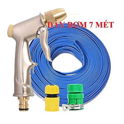 Bộ dây vòi xịt nước rửa xe, tưới cây . tăng áp 3 lần, loại 7m, 10m 206701-1 đầu đồng,cút, +tặng móc khoá
