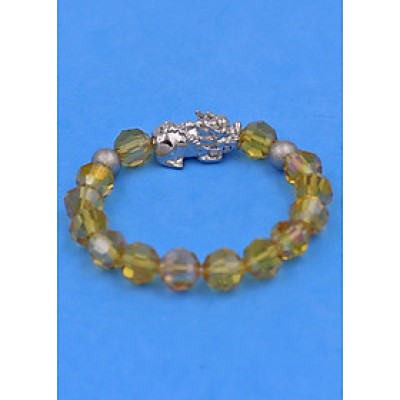 Vòng tay Pha Lê Vàng Đậm cắt giác 10 ly Mix Tỳ Hưu inox 2 Bi VFLGVDTHTRHB10 - Vòng tay thời trang phong thủy