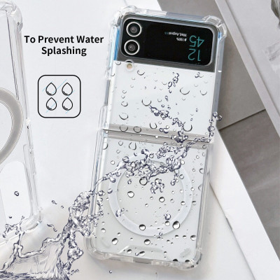 Ốp lưng chống sốc trong suốt hỗ trợ sạc Maqsafe cho Samsung Galaxy Z Flip 4 hiệu Likgus Maqsafe Magetic Case siêu mỏng 1.5mm, độ trong tuyệt đối, chống trầy xước, chống ố vàng, tản nhiệt tốt - hàng nhập khẩu
