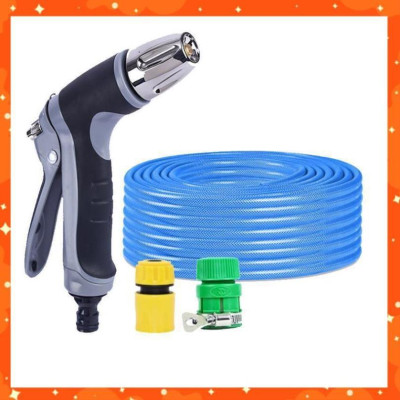 Bộ dây vòi xịt nước rửa xe, tưới cây tăng áp 3 lần cút nhựa nối nhựa vàng loại 15m 206817
