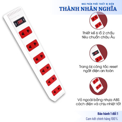 Ổ cắm Điện Quang ECO ĐQ ESK 62ECO (6 lỗ 2 chấu)