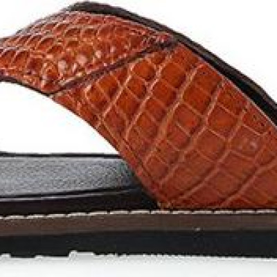 Dép da cá sấu Huy Hoàng kiểu kẹp màu vàng bò HT7235