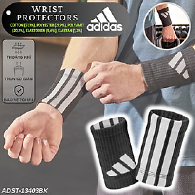 Băng Cổ Tay Thun Co Giãn ADIDAS ADST-13403BK Wrist Protectors - Phụ Kiện Thể Thao Chính Hãng (1 Cặp)