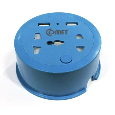 Ổ Cắm Điện Du Lịch COMET CES9111 Dây Quay Tròn Dài 1M, 2 Ổ USB, 1 Ổ 3 Chấu, 1 Ổ 2 Chấu