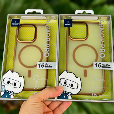 Ốp Lưng Trong Suốt Hỗ Trợ Sạc Từ Tính cho iPhone 16 Pro Max hiệu Wiwu FGG - 012 màu vàng Sa Mạc đẹp quá – hàng chính hãng