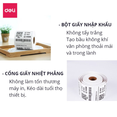 Giấy Decal Nhiệt In Nhãn, Minicode, Đơn Hàng TMĐT Deli -  Cuộn 325 Tờ 10x15cm - Dùng Cho Bill, Mã Vạch, Hóa Đơn, Livestream, Kinh Doanh Online - Không Phai Mực - Hàng Chính Hãng - 12308