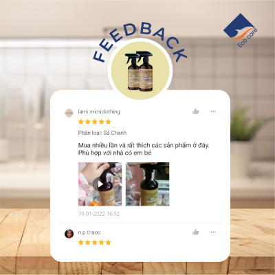  Nước xịt đa năng hữu cơ Bồ hòn và Tinh dầu Sả Chanh 500ml thương hiệu Ecocare