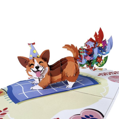 Thiệp 3D Pop Up Chó Corgi Sinh Nhật – Thiệp Chúc Mừng Sinh Nhật Hài Hước, Đáng Yêu, B29