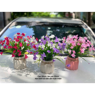 Chậu hoa thuỷ tiên giả cắm sẵn, chất lụa đẹp - Cây giả, hoa lụa Decor trang trí nhà cửa