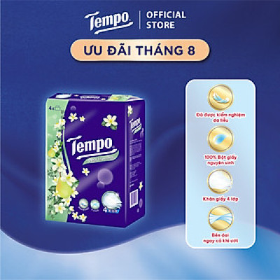 [MUA 5 LỐC TẶNG 1 HỘP GIẤY RÚT + 1 CHIM CÁNH CỤT + 1 GÓI COTTON] Khăn giấy rút cao cấp Tempo  - 4 lớp bền dai, an toàn cho da - Thương hiệu Đức (Lốc 4 gói)