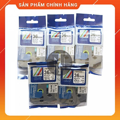 Nhãn In Brother Tz2-261 [Combo 5 hộp] Đen nền trắng 36mm x 8m - Hàng nhập khẩu