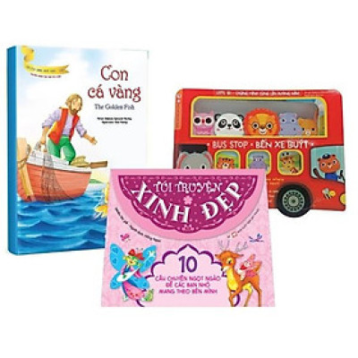 Bộ Sách Dành Cho Bé Gái Từ 0-3 Tuổi: Bus Stop - Bến Xe Buýt + Túi Truyện Xinh Đẹp Màu Hồng + Con Cá Vàng (Bộ 3 Cuốn)