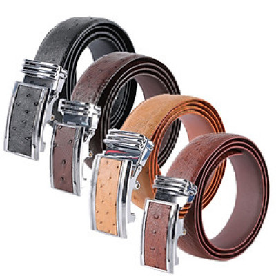 HJ4443-44-45-46 - Dây nịt nam da đà điểu da hột màu đen, nâu đất, vàng bò, nâu đỏ