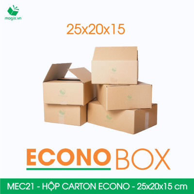 MEC21 - 25x20x15 cm - Combo 20 thùng hộp carton trơn siêu tiết kiệm ECONO