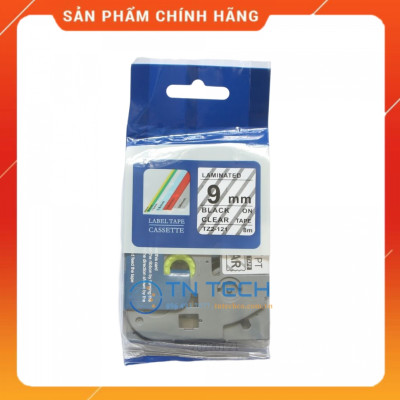Nhãn In Tz2-121 - Đen nền trong 9mm x 8m - Dùng cho máy in BROTHER - AIMO - PUTY [Hàng nhập khẩu]