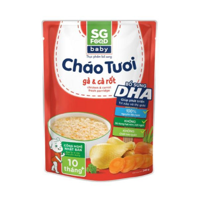 Thùng 30 Gói Cháo Tươi Baby Sài Gòn Food Gà Cà Rốt 240g