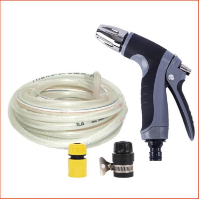 Bộ dây và vòi xịt tăng áp rửa xe tưới cây  (cút nhựa nối đen 712-2)