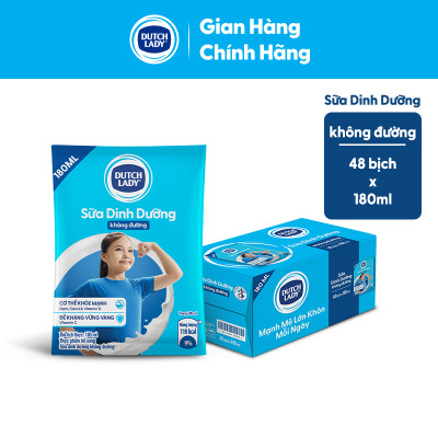 Thùng 48 Bịch Sữa Tiệt Trùng Dutch Lady Cô Gái Hà Lan Không Đường 180ml
