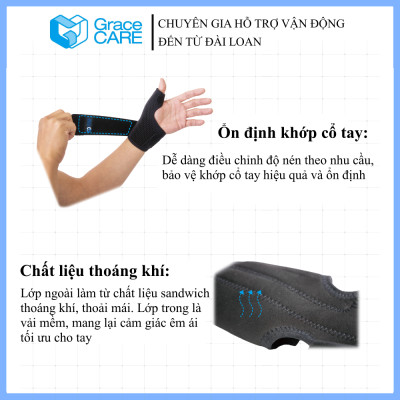 Đai Nẹp Cố Định Ngón Tay Cái Grace Care WS223 – Cố Định, Giảm Đau, Chấn Thương Tay (Dùng Được 2 Tay)