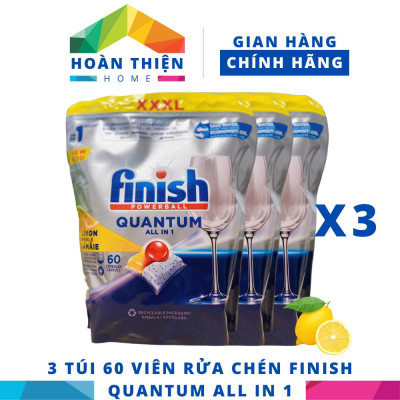 [HCM Hỏa Tốc] Túi 60 viên rửa chén Finish Quantum All in 1 (Tất cả trong 1 viên công thức mới sx 2023)