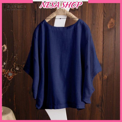 Áo kiểu nữ đẹp NeSa Shop, chất liệu đũi mềm mát, áo kiểu form rộng cánh dơi, thời trang nữ AKH.36