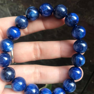 CHIẾC LẮC TAY ĐÁ KYANITE HÀNG CAO CẤP ĐÁ THIÊN NHIÊN SIZE 11LY5 MÀU XANH DƯƠNG ĐẬM ĐẸP TUYỆT VỜI DÀNH CHO NỮ MỆNH THỦY MỆNH MỘC