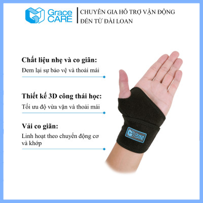 Đai Cố Định Cổ Tay Grace Care WB221 – Hỗ Trợ Cổ Tay Chơi Thể Thao, Gym, Giảm Đau Cổ Tay Khi Vận Động