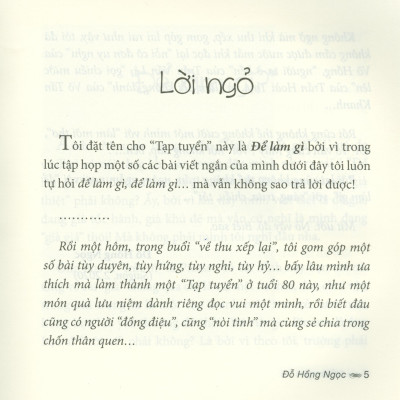 Để Làm Gì - Tạp Bút