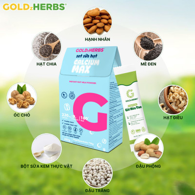 [Hàng chính hãng] Set sữa hạt chắc khỏe xương GoldzHerbs Calcium Max, bổ sung Canxi - 15 gói/ 252g/ 500g