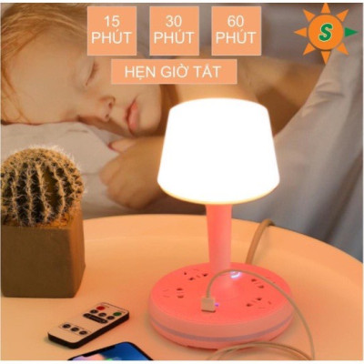 Đèn Ngủ Để Bàn Có Điều Khiển Từ Xa Kèm Ổ Cắm Điện USB Đa Năng - HÀNG CHÍNH HÃNG MINIIN