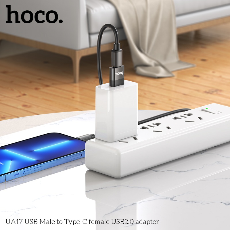 Đầu chuyển usb sang type c, bộ chuyển đổi usb type c UA17 - Hàng chính hãng