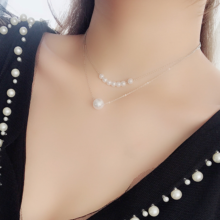 Dây chuyền ngọc trai đơn giản hạt chạy phong cách Hàn Quốc