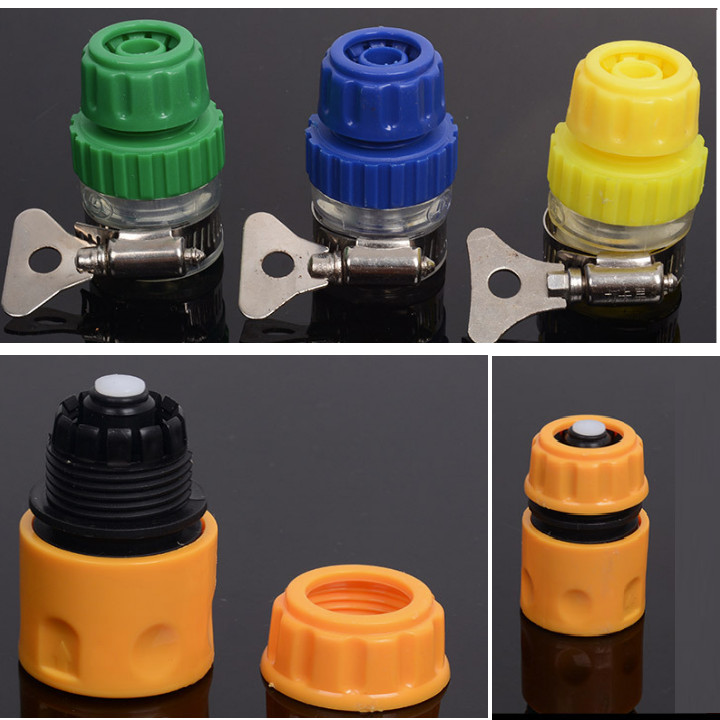 Bộ dây và vòi xịt rửa xe tưới cây tăng áp thông minh 810-2621-1 (dây vàng dẹt-cút nối xanh)