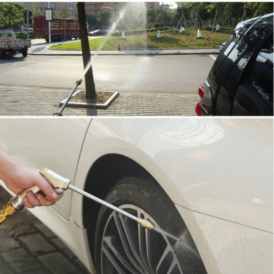 Vòi nước vòi phun nước rửa xe tưới cây tăng áp thông minh đầu đồng 206701-3 (vàng dài)