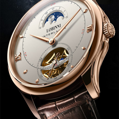 Đồng hồ nam chính hãng LOBINNI L13022-1 hàng mới 100%,Kính sapphire ,chống xước,chống nước 50m,mặt trắng vỏ vàng hồng dây da nâu xịn, thép không gỉ 316L,Đồng hồ cơ (Automatic) bảo hành 24 tháng, Mới 100%,thiết kế đơn giản trẻ trung và sang trọng