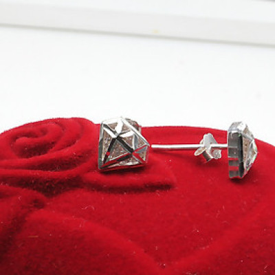 Bông Tai Hoa Tai Bạc Hiểu Minh HT310 Hình Viên Kim Cương Phay Bạc Ta